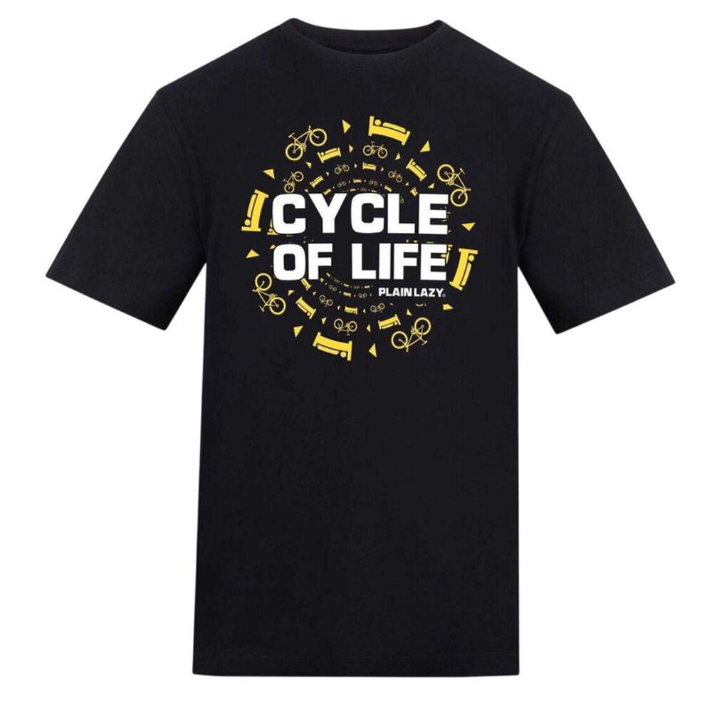 Plain Lazy Mens Cycle Of Life Printed T-Shirt / Black